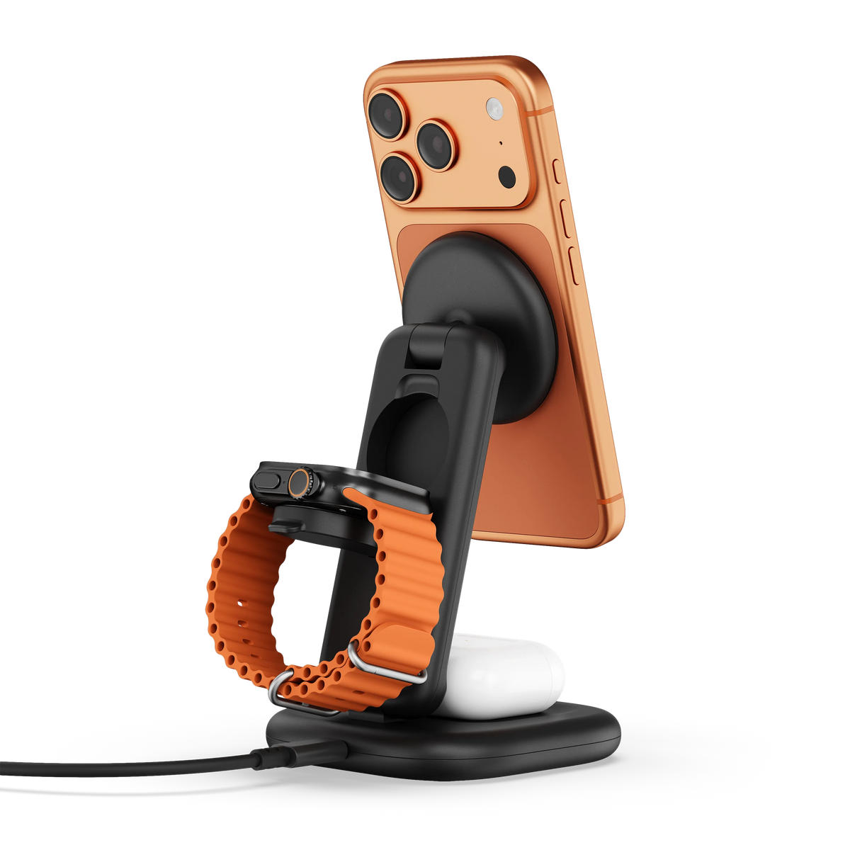 Satechi 3in1 Qi2 25W Foldable Charging Stand - składana ładowarka bezprzewodowa 3w1 czarna