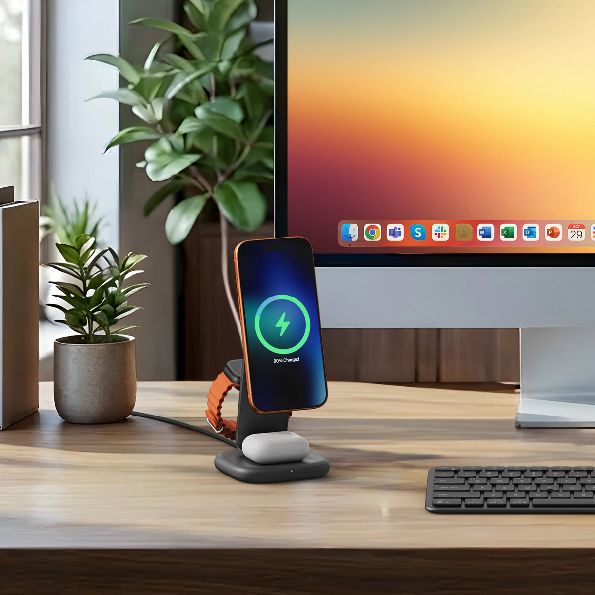Satechi 3in1 Qi2 25W Foldable Charging Stand - składana ładowarka bezprzewodowa 3w1 czarna