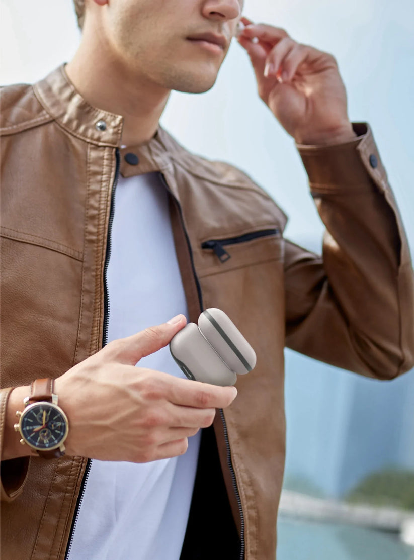 UNIQ Lyden DS - etui ze sztucznej skóry do AirPods Pro 2 beżowe zielone
