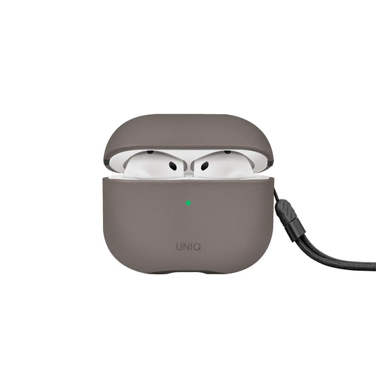 UNIQ Lyden DS - etui ze sztucznej skóry do AirPods 4 szare