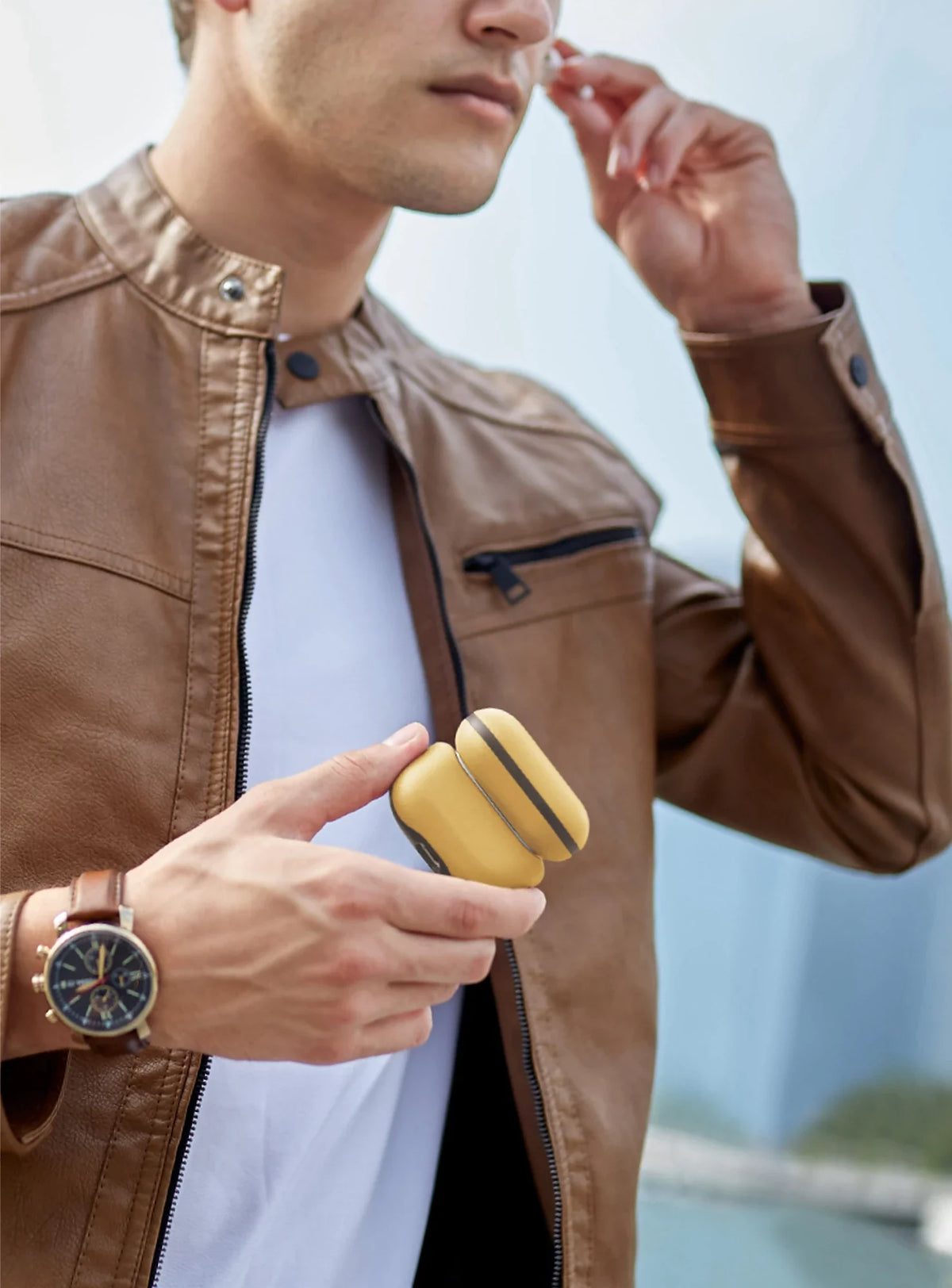 UNIQ Lyden DS - etui ze sztucznej skóry do AirPods Pro 2 żółte szare