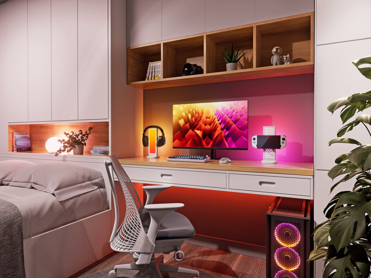 Nanoleaf Pegboard Desk Dock - podświetlana stacja dokująca do urządzeń peryferyjnych - biała