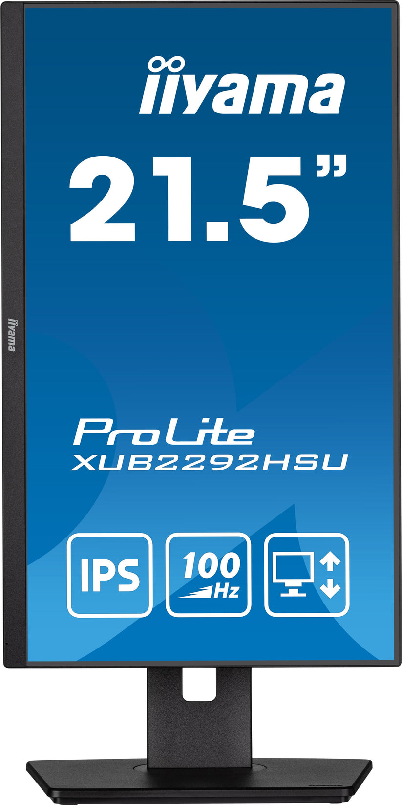 IIYAMA Monitor 21,5" ProLite IPS, 100Hz, FreeSync, PIVOT, 0.4ms, HDMI, DP, 4xUSB 3.2, 2x2W, HAS(150mm) czarny
