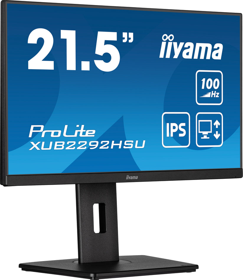 IIYAMA Monitor 21,5" ProLite IPS, 100Hz, FreeSync, PIVOT, 0.4ms, HDMI, DP, 4xUSB 3.2, 2x2W, HAS(150mm) czarny