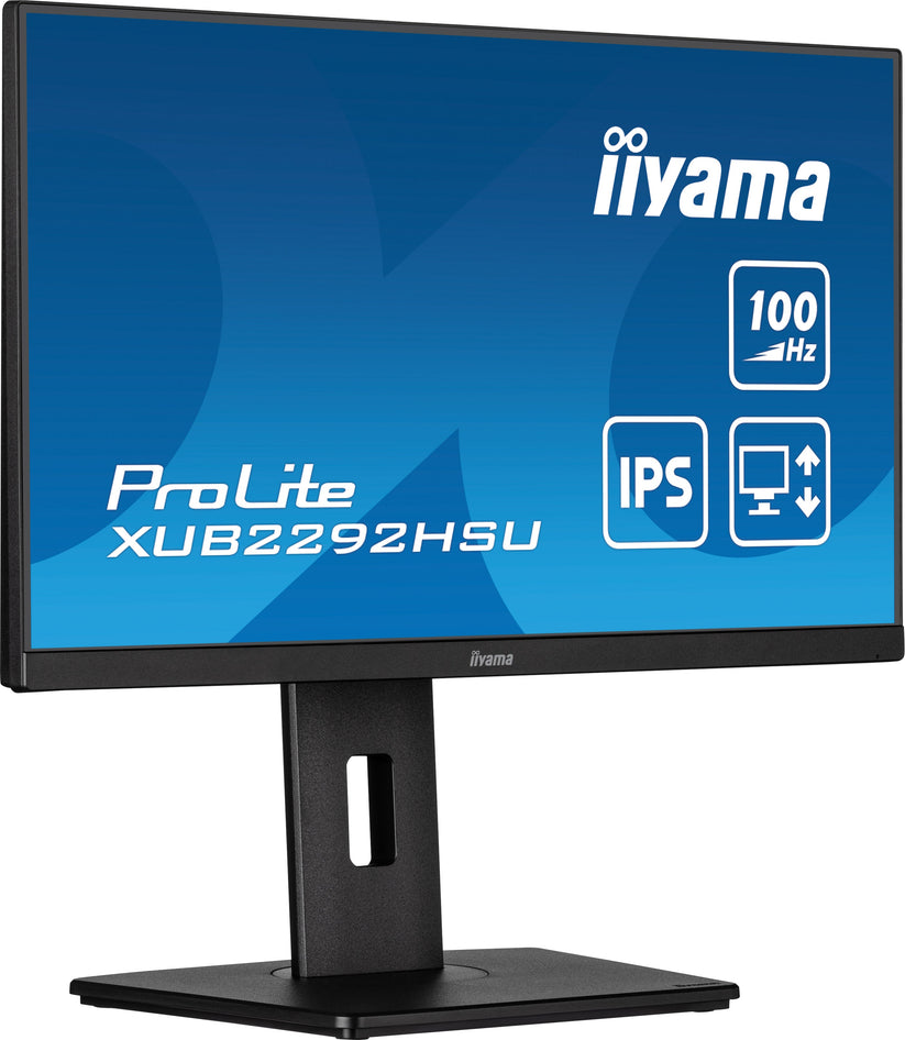 IIYAMA Monitor 21,5" ProLite IPS, 100Hz, FreeSync, PIVOT, 0.4ms, HDMI, DP, 4xUSB 3.2, 2x2W, HAS(150mm) czarny