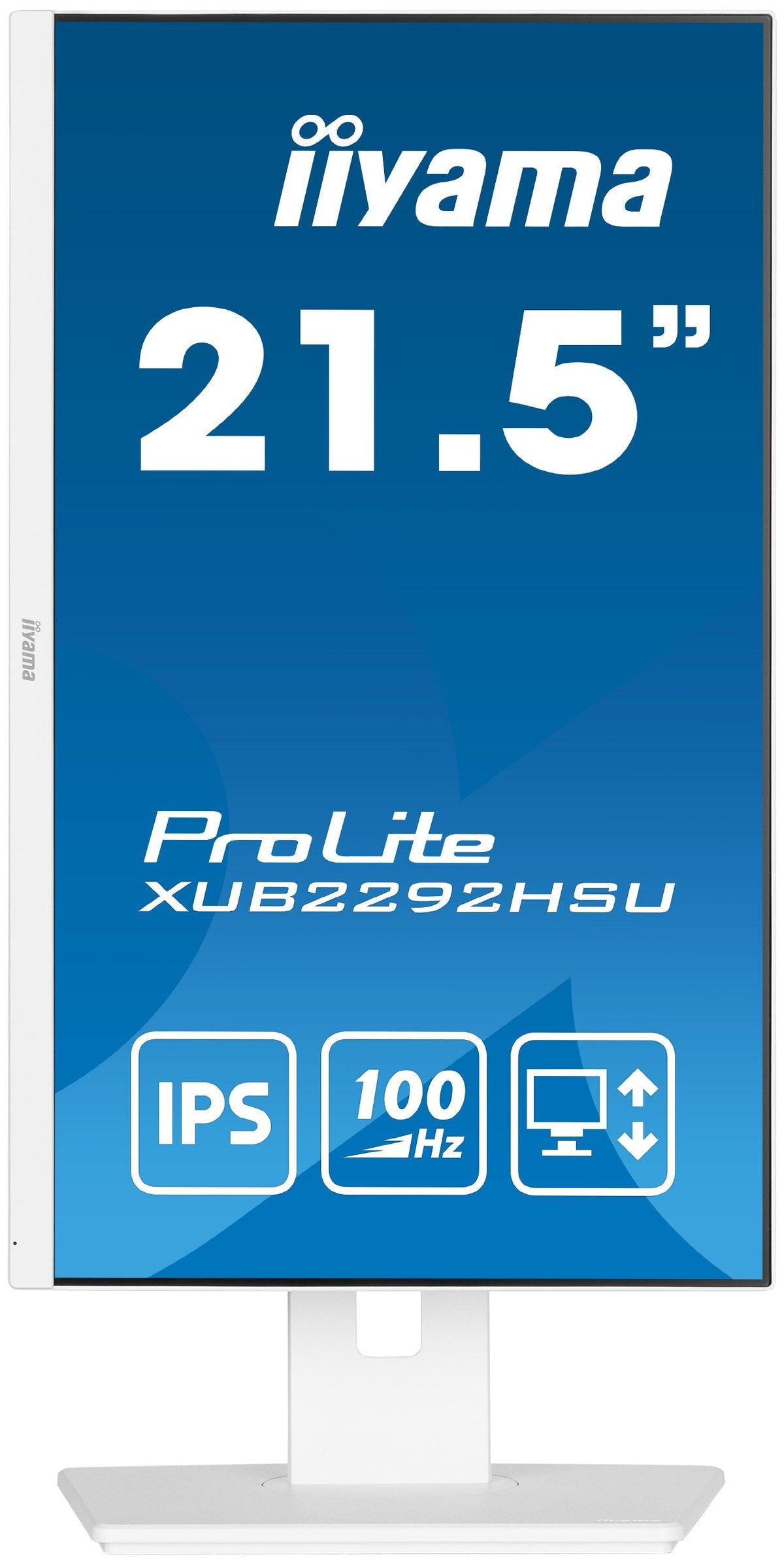 IIYAMA Monitor 21,5" ProLite IPS, 100Hz, FreeSync, PIVOT, 0.4ms, HDMI, DP, 4xUSB 3.2, 2x2W, HAS (150mm) biały