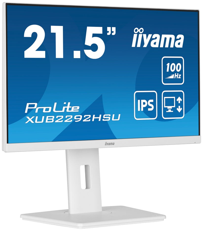 IIYAMA Monitor 21,5" ProLite IPS, 100Hz, FreeSync, PIVOT, 0.4ms, HDMI, DP, 4xUSB 3.2, 2x2W, HAS (150mm) biały