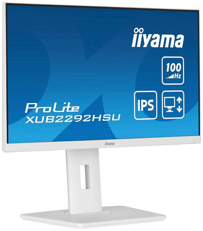 IIYAMA Monitor 21,5" ProLite IPS, 100Hz, FreeSync, PIVOT, 0.4ms, HDMI, DP, 4xUSB 3.2, 2x2W, HAS (150mm) biały