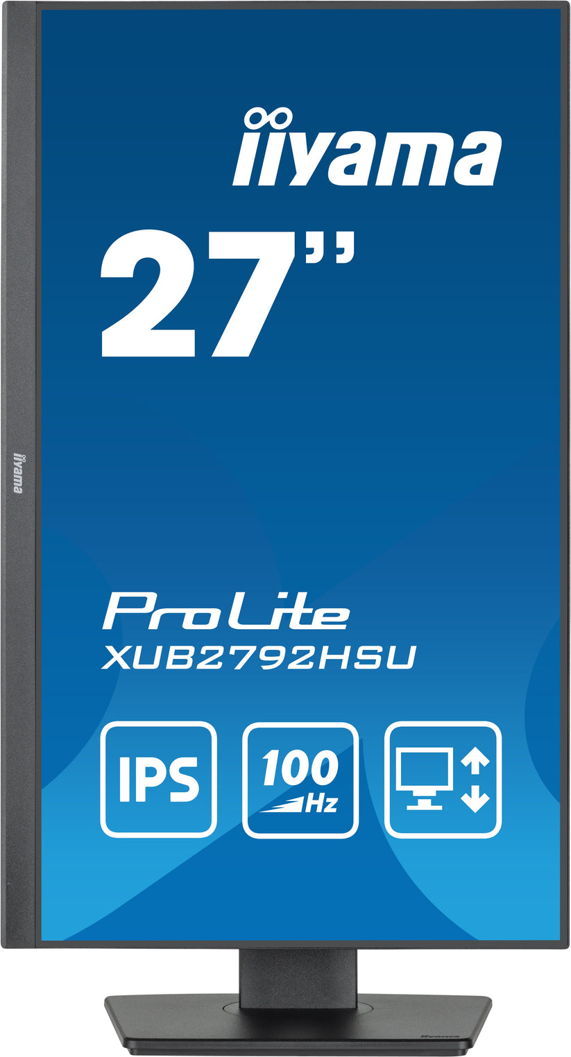 IIYAMA Monitor 27" ProLite IPS SLIM, HDMI, DP, 100Hz, 4xUSB 3.2, PIVOT, HAS (150mm), 2x2W czarny