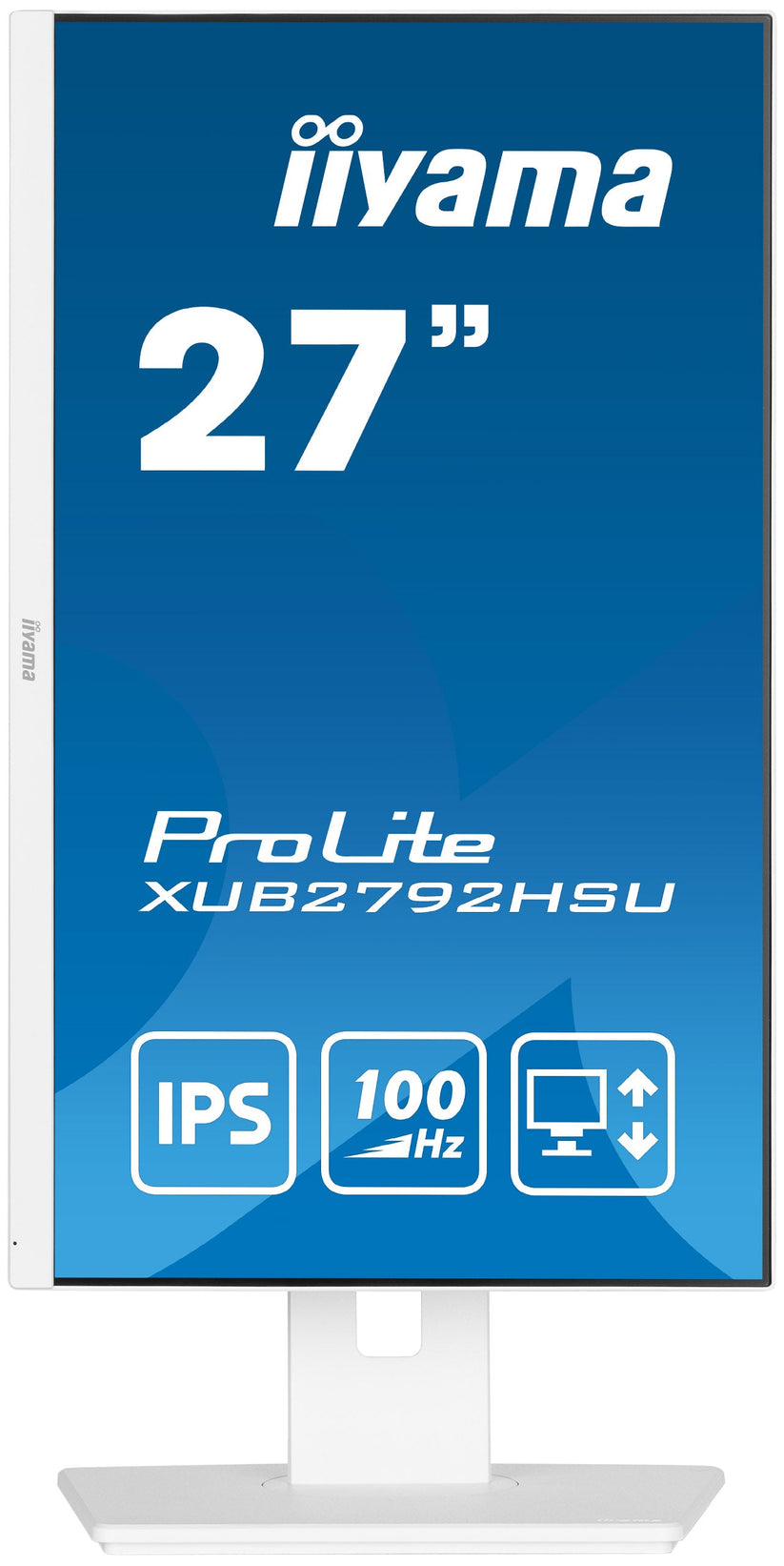 IIYAMA Monitor 27" ProLite IPS SLIM, HDMI, DP, 100Hz, 4xUSB 3.2, PIVOT, HAS (150mm), 2x2W biały
