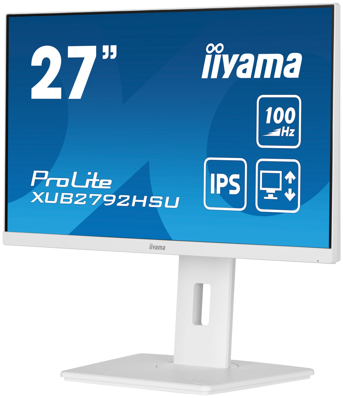 IIYAMA Monitor 27" ProLite IPS SLIM, HDMI, DP, 100Hz, 4xUSB 3.2, PIVOT, HAS (150mm), 2x2W biały