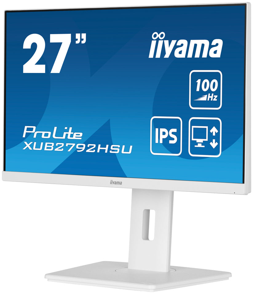 IIYAMA Monitor 27" ProLite IPS SLIM, HDMI, DP, 100Hz, 4xUSB 3.2, PIVOT, HAS (150mm), 2x2W biały