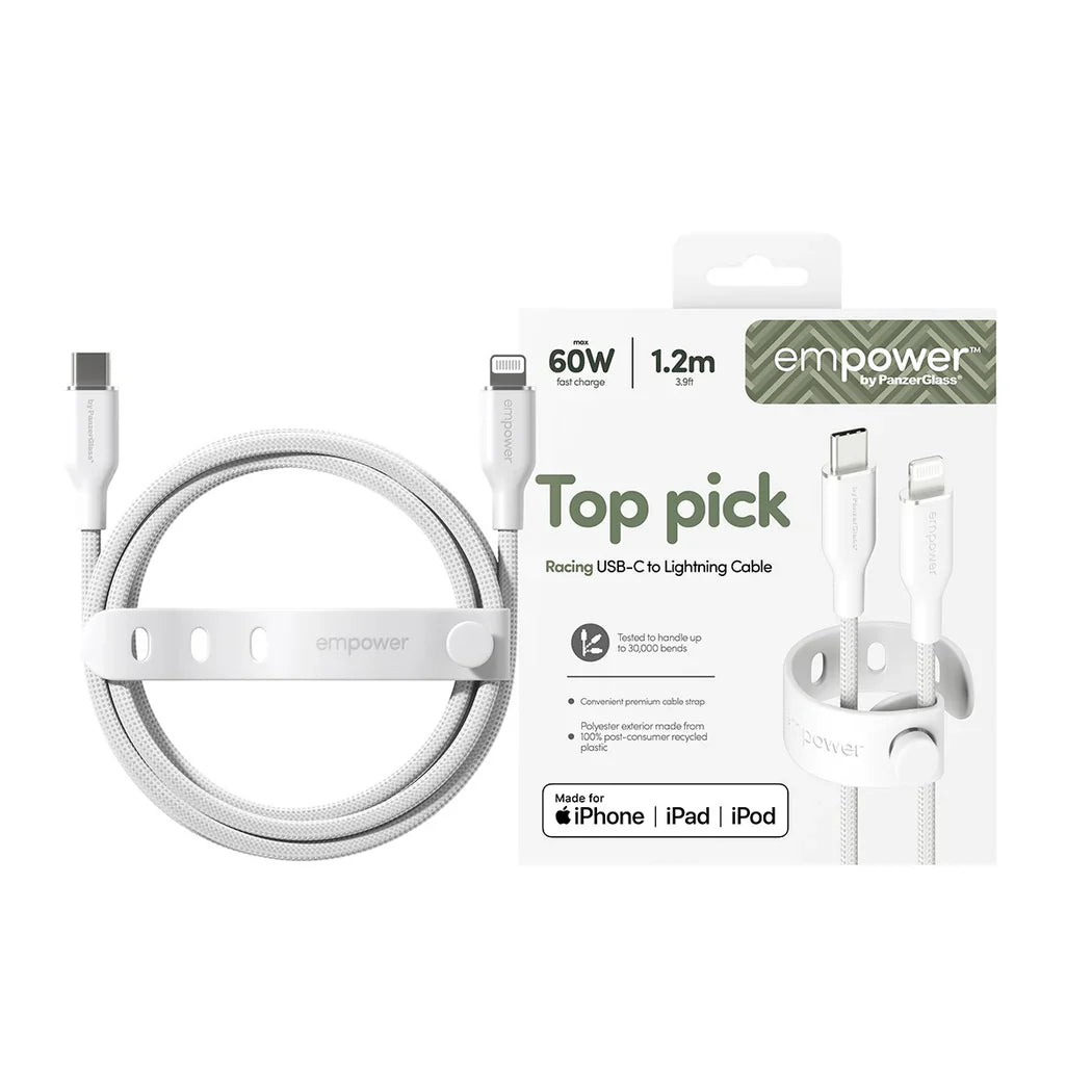 EmPower Racing by PanzerGlass - kabel USB-C Lightning 60W 1,2m biały