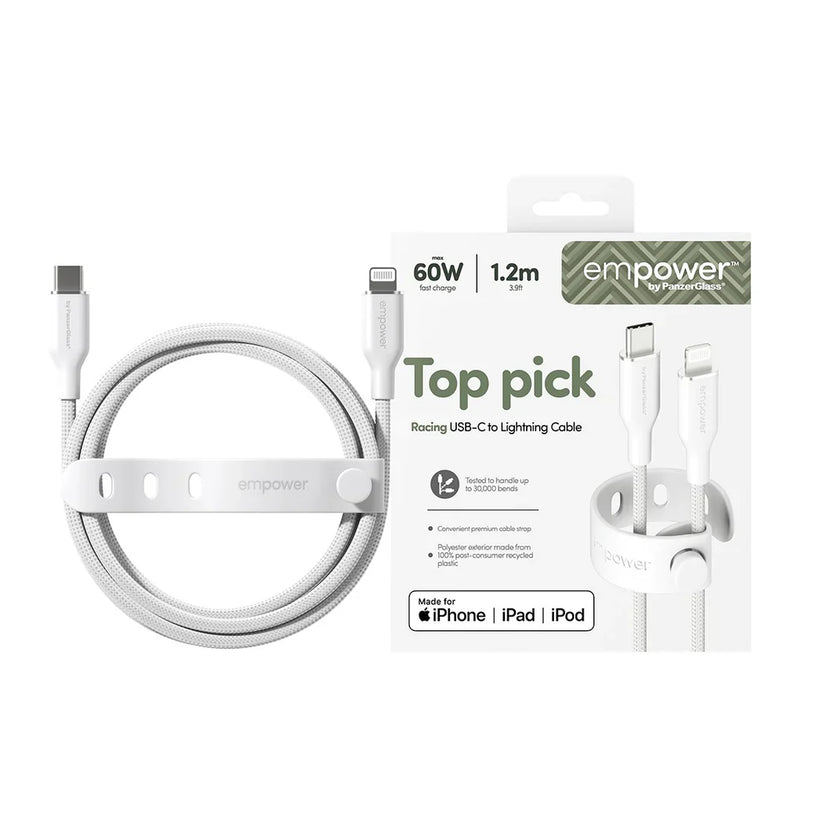 EmPower Racing by PanzerGlass - kabel USB-C Lightning 60W 1,2m biały