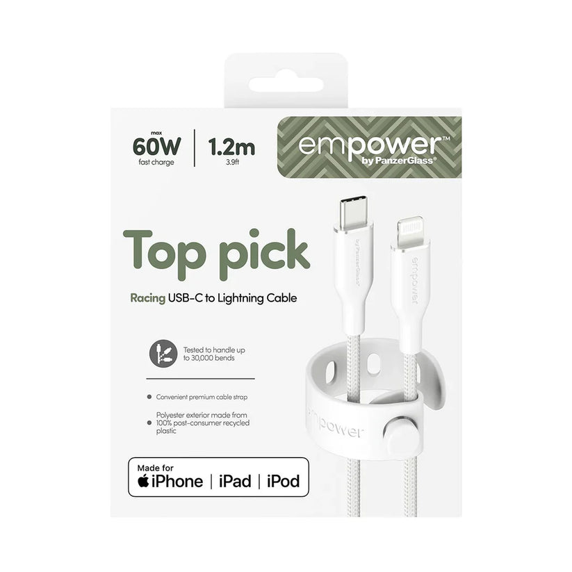 EmPower Racing by PanzerGlass - kabel USB-C Lightning 60W 1,2m biały