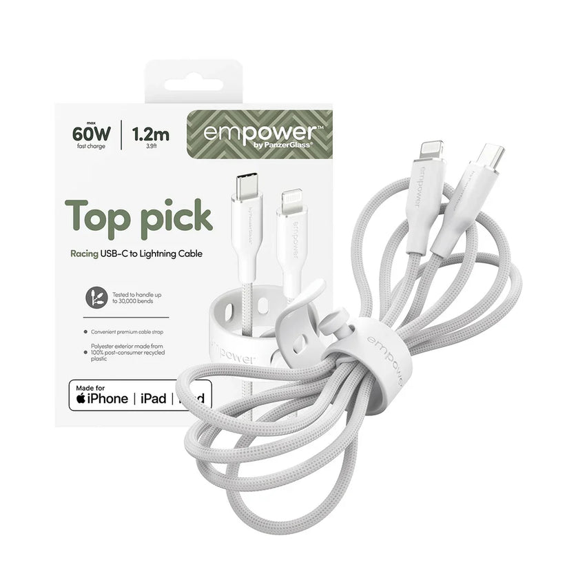 EmPower Racing by PanzerGlass - kabel USB-C Lightning 60W 1,2m biały