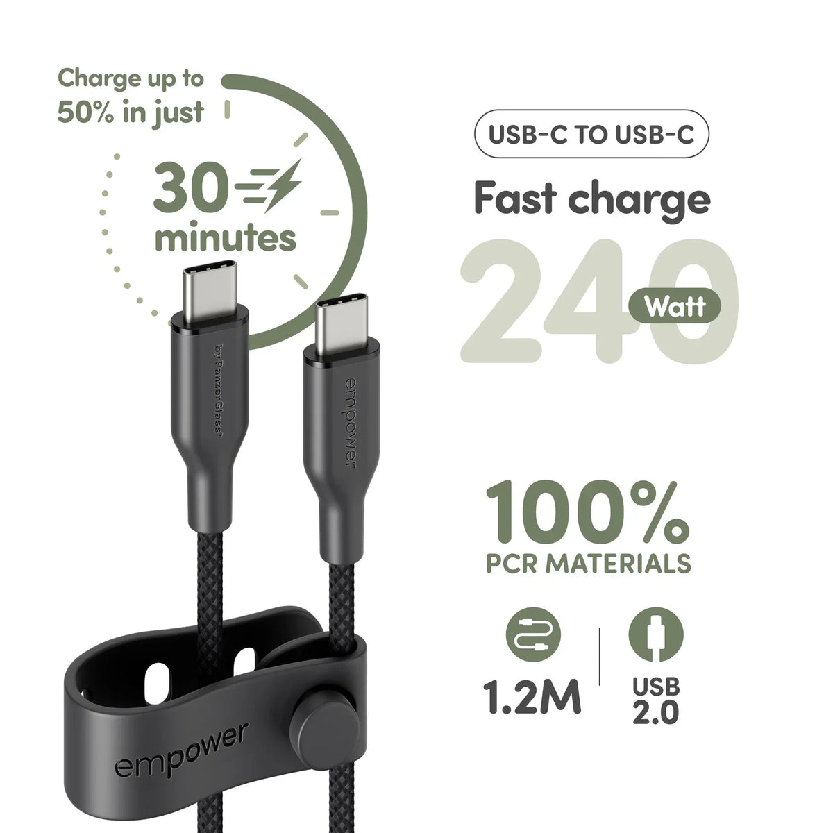 EmPower Racing by PanzerGlass - kabel USB-C USB-C 240W 1,2m czarny