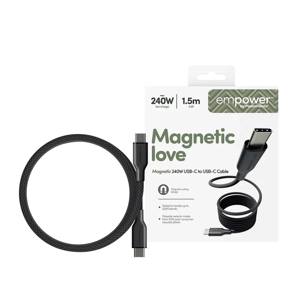EmPower Magnetic by PanzerGlass - kabel magnetyczny USB-C USB-C 240W 1,5m czarny