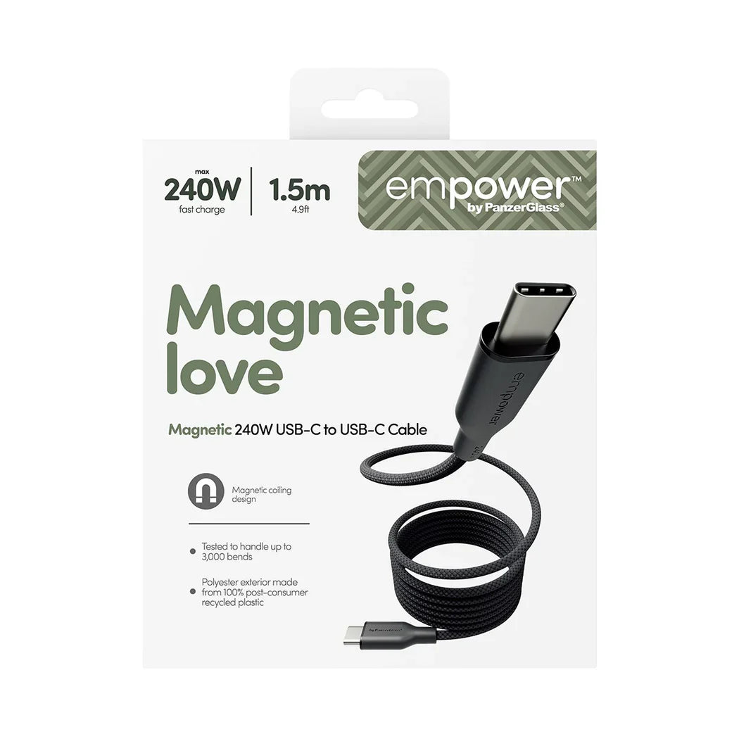 EmPower Magnetic by PanzerGlass - kabel magnetyczny USB-C USB-C 240W 1,5m czarny