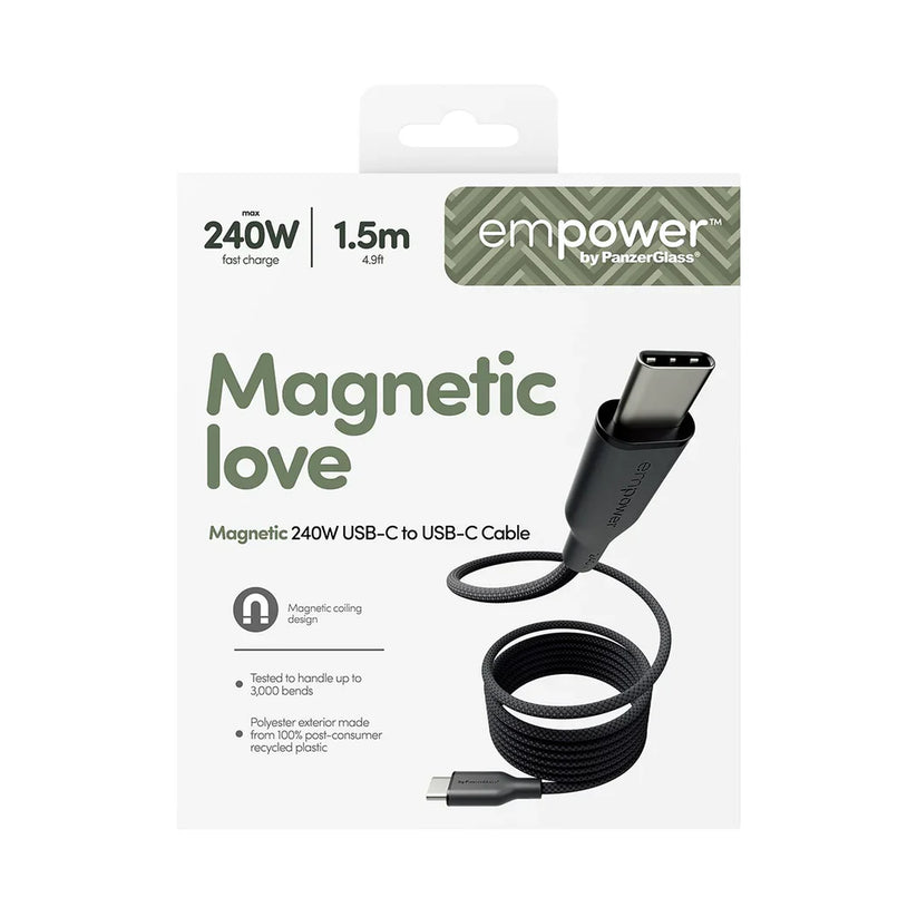 EmPower Magnetic by PanzerGlass - kabel magnetyczny USB-C USB-C 240W 1,5m czarny