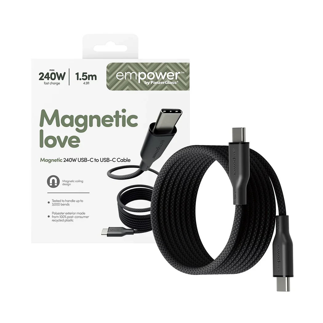 EmPower Magnetic by PanzerGlass - kabel magnetyczny USB-C USB-C 240W 1,5m czarny