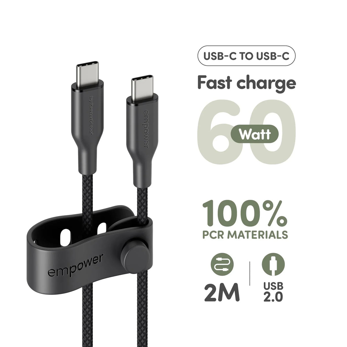 EmPower Racing by PanzerGlass - kabel USB-C USB-C 60W 2m czarny