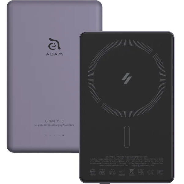 Adam Elements Gravity C5 - magnetyczny powerbank bezprzewodowy 5000 mAh fioletowy