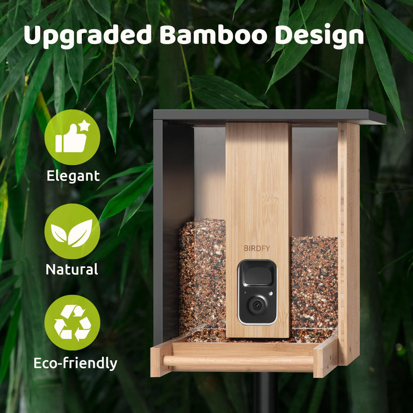 Birdfy Feeder Bamboo – stylowy, ekologiczny karmnik z kamerą i AI