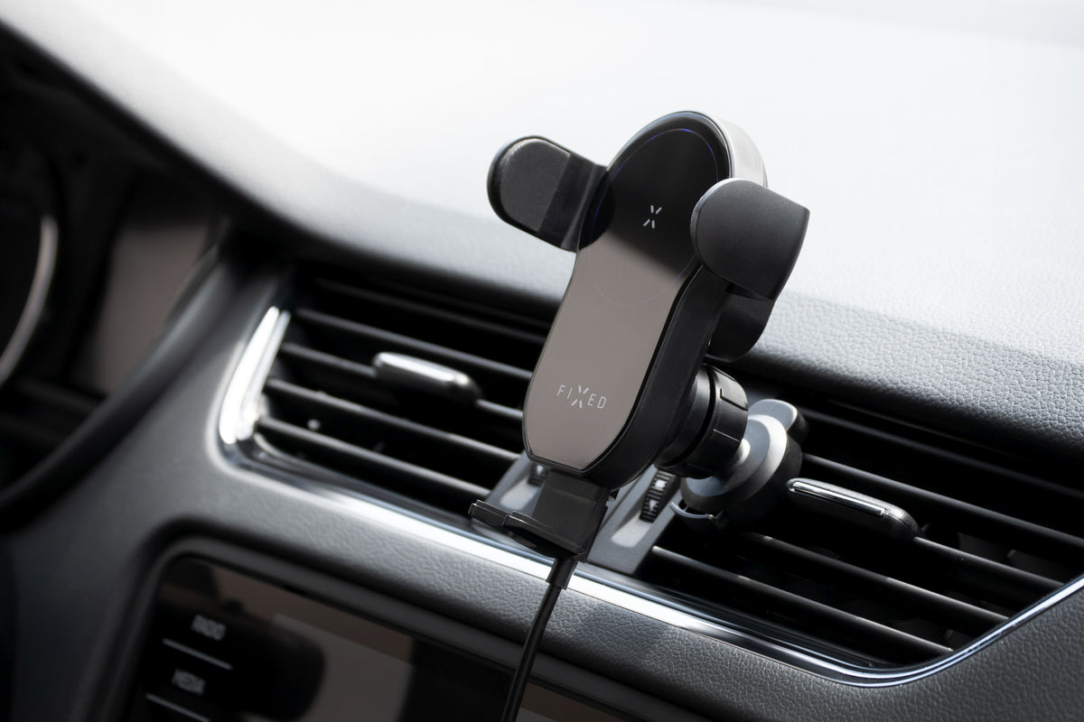 Automatyczny uchwyt samochodowy FIXED Matic z ładowaniem bezprzewodowym Qi 15W czarny