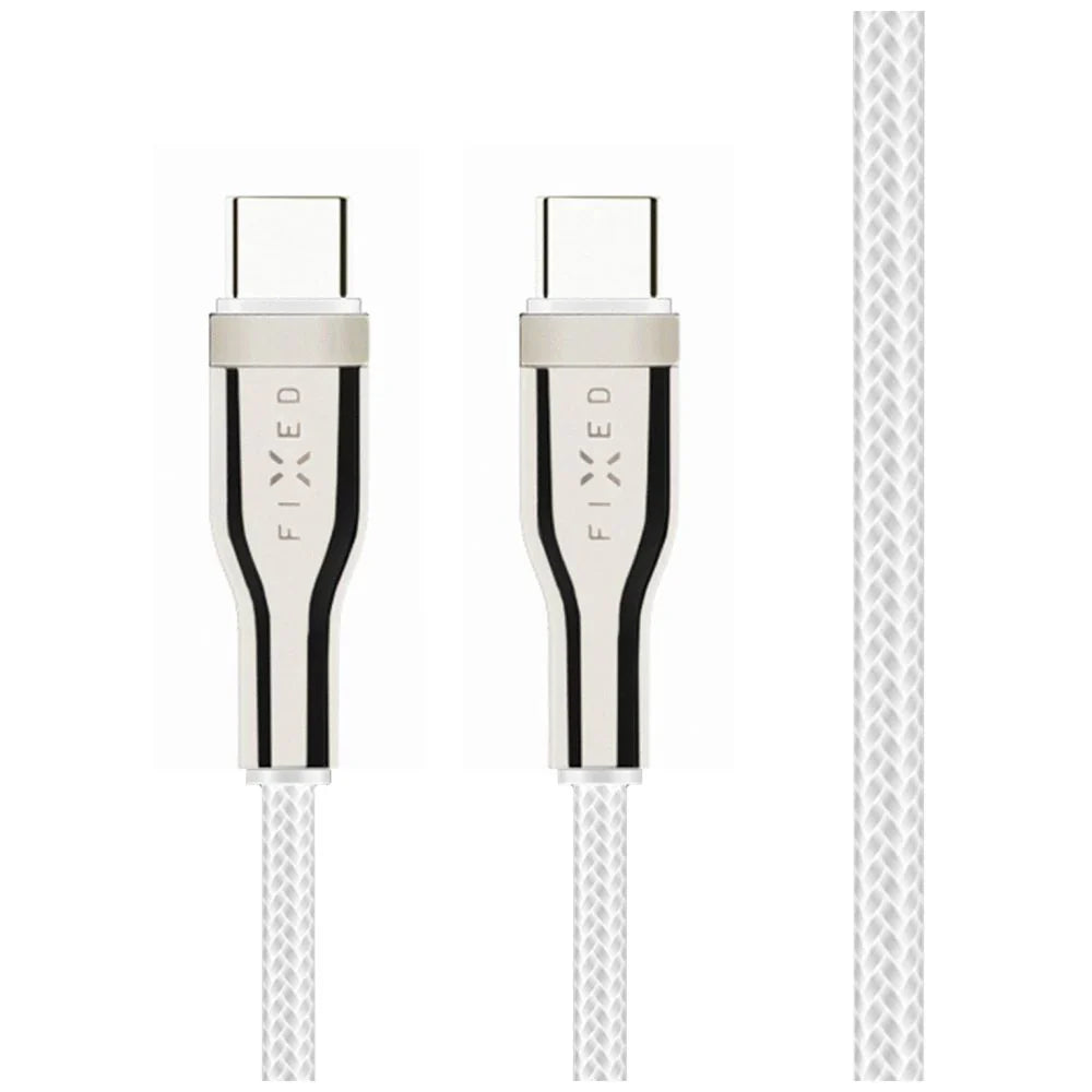 Kabel w oplocie FIXED USB-C USB-C 1,2m 100W biały