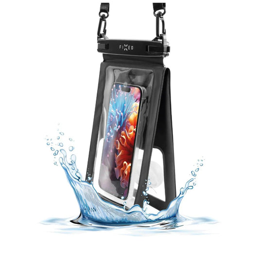 Etui wodoszczelne FIXED Float Twin z dwiema kieszeniami do iPhone i innych akcesoriów przeźroczyste czarne