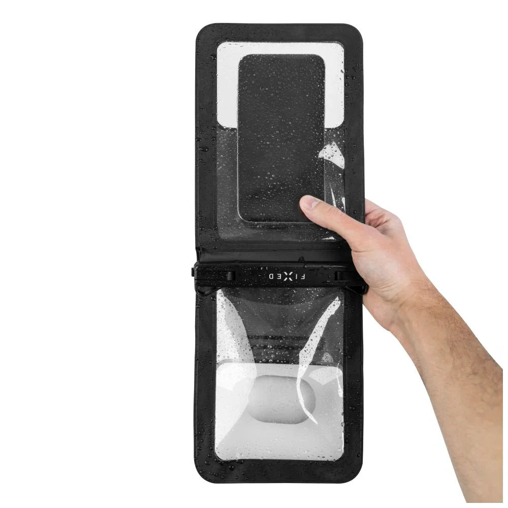 Etui wodoszczelne FIXED Float Twin z dwiema kieszeniami do iPhone i innych akcesoriów przeźroczyste czarne