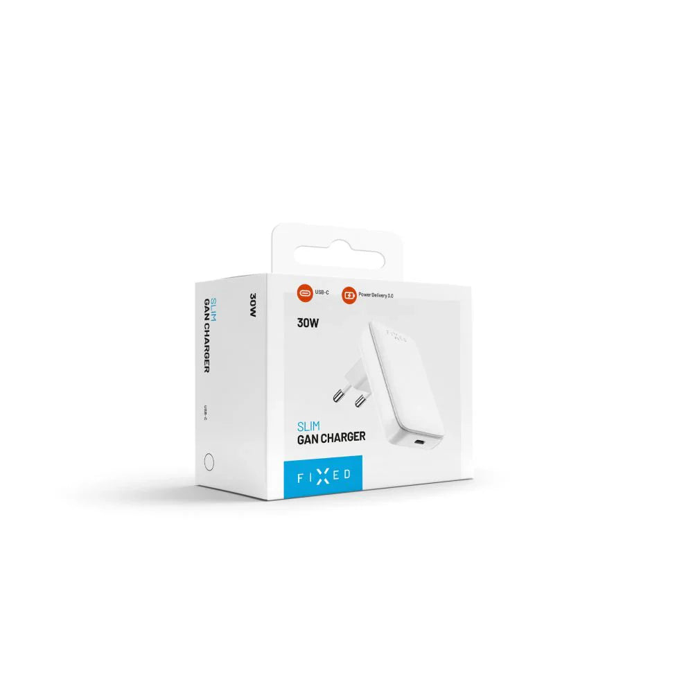 FIXED Slim GaN Travel Charger - ładowarka GaN USB-C z Power Delivery 30W biała