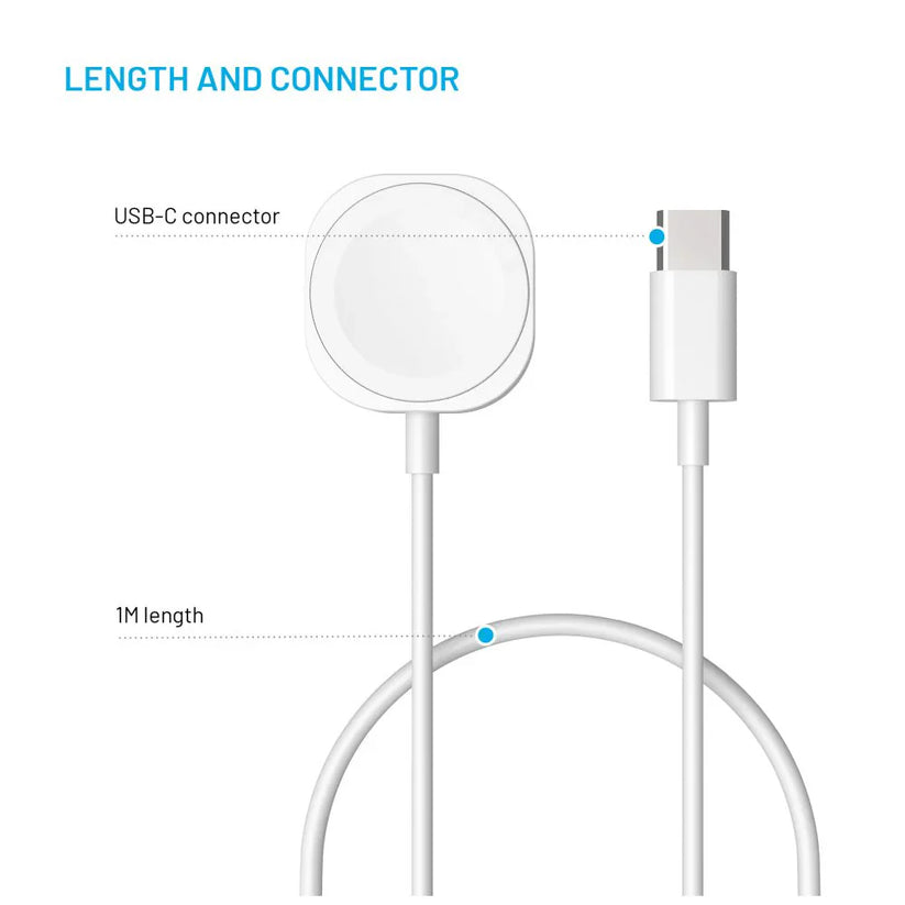 FIXED USB-C Charging Cable for Apple Watch - kabel ładujący do Apple Watch USB-C 1m biały