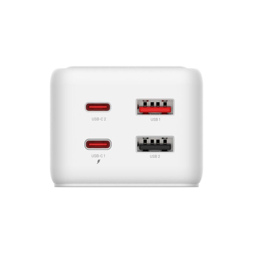 Listwa ładująca FIXED GaN III - 2xUSB-C 2xUSB, 3m, PD 65W, biała