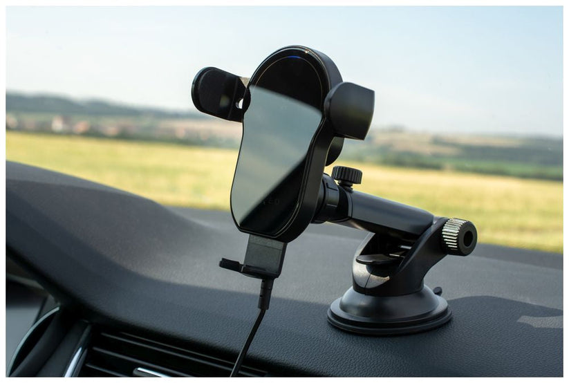Automatyczny uchwyt samochodowy FIXED Matic XL z ładowaniem bezprzewodowym Qi 15W czarny