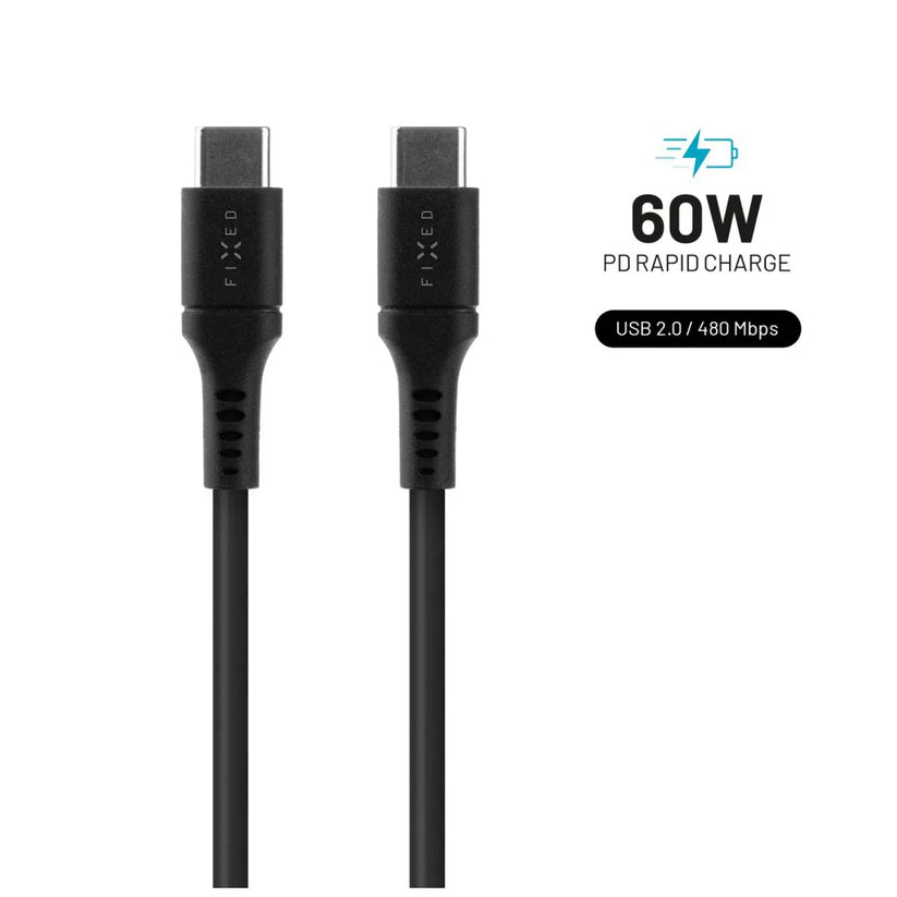 Kabel FIXED USB-C USB-C 1,2m 60W czarny