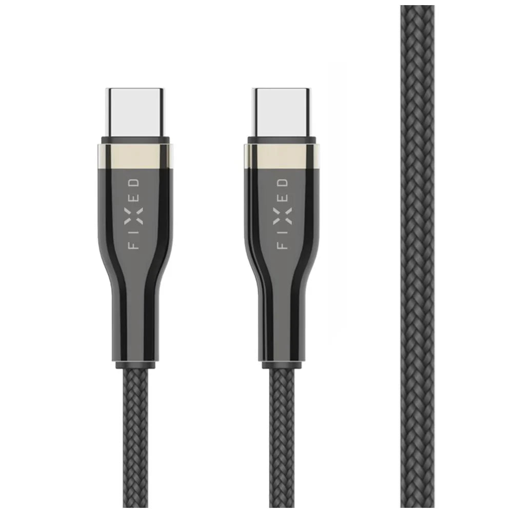 Kabel w oplocie FIXED USB-C USB-C 1,2m 100W czarny