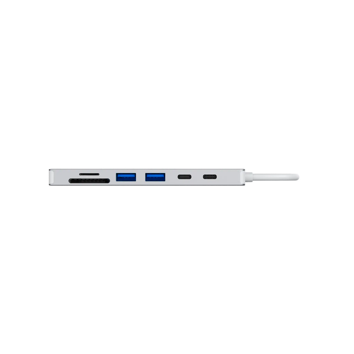 JCPAL Linx USB-C 7in1 - przejściówka USB-C (2 x USB-A 3.0 / USB-C 3.1 / HDMI 60Hz / czytnik kart micro/SD / PD 100W) srebrna