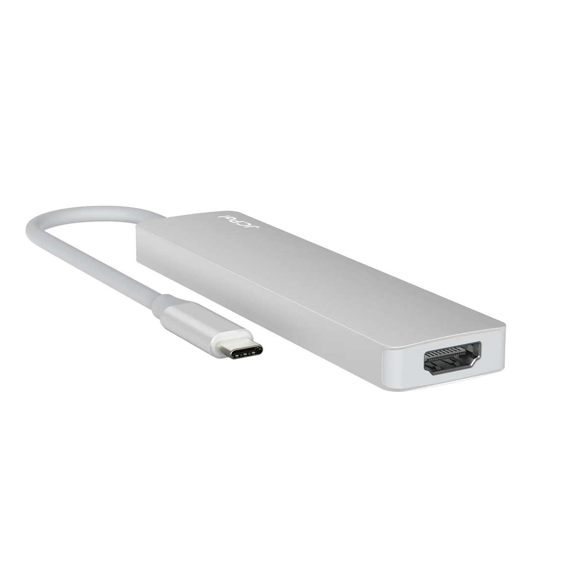 JCPAL Linx USB-C 7in1 - przejściówka USB-C (2 x USB-A 3.0 / USB-C 3.1 / HDMI 60Hz / czytnik kart micro/SD / PD 100W) srebrna