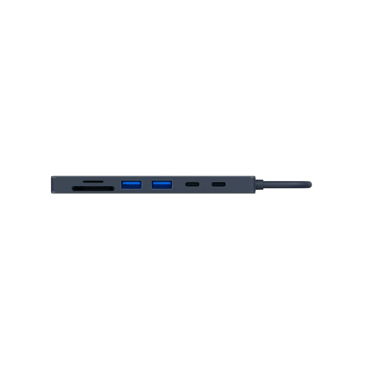 JCPAL Linx USB-C 7in1 - przejściówka USB-C (2 x USB-A 3.0 / USB-C 3.1 / HDMI 60Hz / czytnik kart micro/SD / PD 100W) indygo