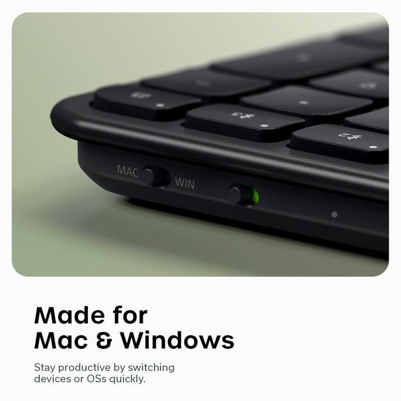Satechi Slim EX3 - klawiatura BT do trzech urządzeń z przełącznikiem trybu Mac/Windows space black