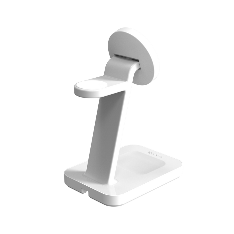 Mophie Snap+ 3-in-1 Qi2 wireless charge stand - stojąca ładowarka bezprzewodowa do trzech urządzeń kompatybilna z MagSafe i Qi2 biała
