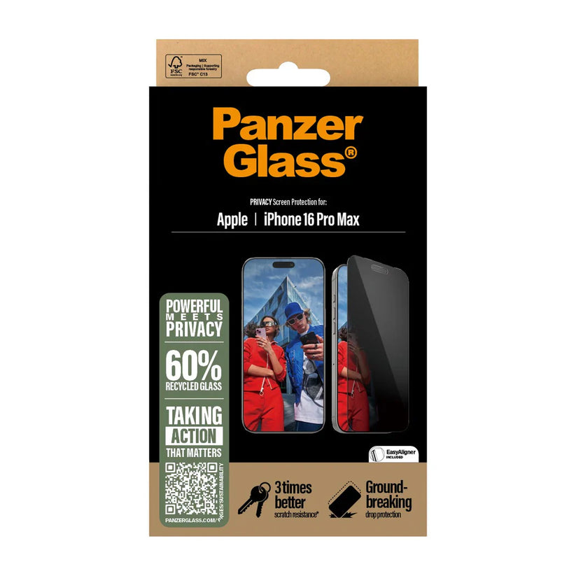 PanzerGlass Privacy Screen Protector Ultra-Wide Fit - szkło prywatyzujące do iPhone 16 Pro Max czarna ramka