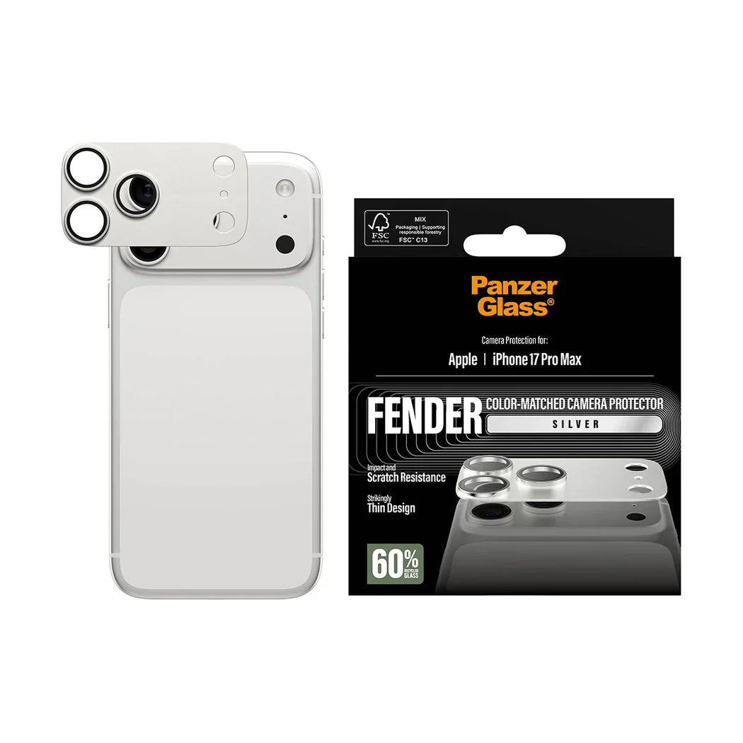 PanzerGlass Fender Camera Protector - osłona na aparat do iPhone 17 Pro Max srebrna