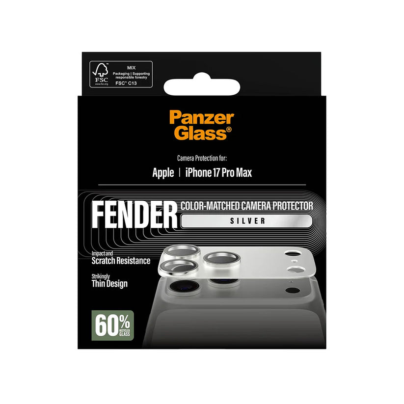 PanzerGlass Fender Camera Protector - osłona na aparat do iPhone 17 Pro Max srebrna