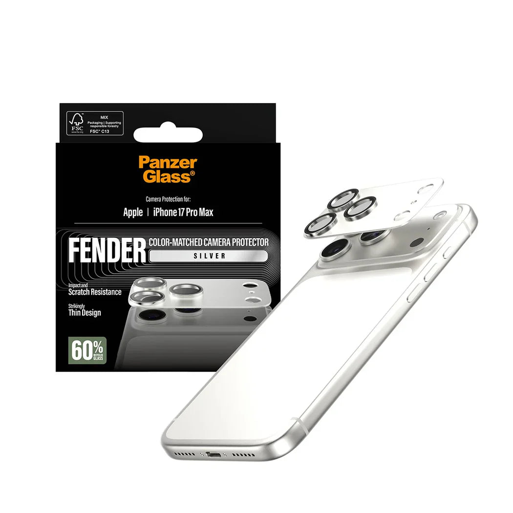 PanzerGlass Fender Camera Protector - osłona na aparat do iPhone 17 Pro Max srebrna