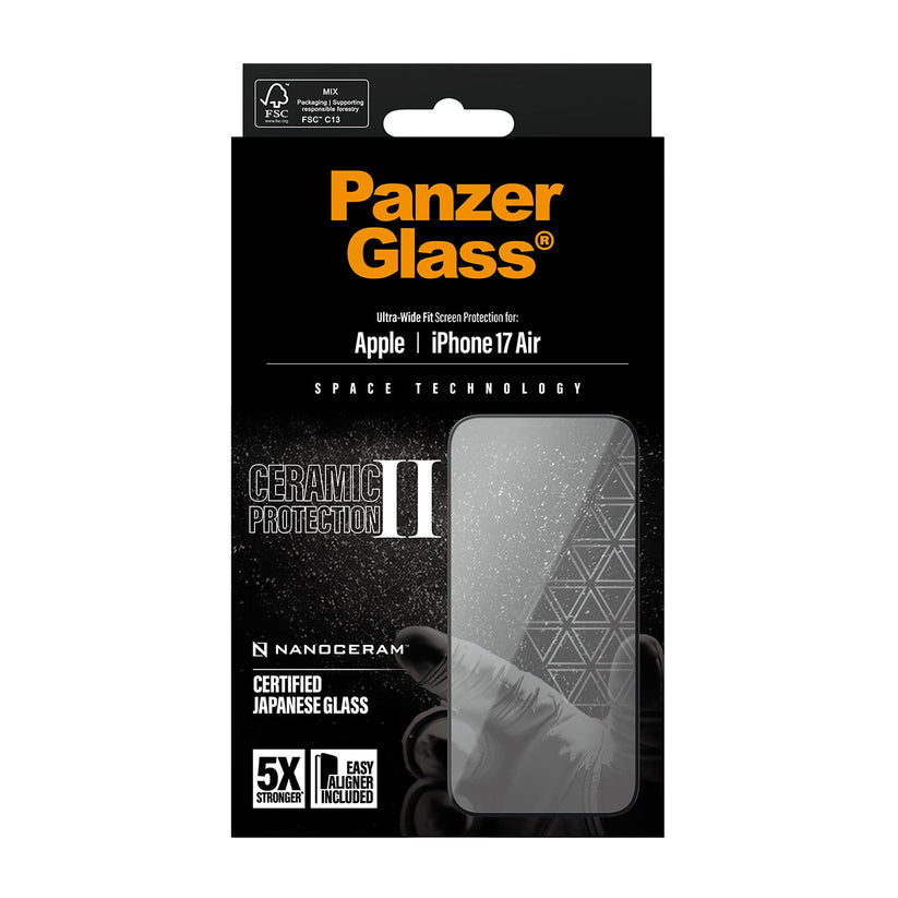 PanzerGlass Ceramic II Screen Protector Ultra Wide Fit - szkło ceramiczne do iPhone Air czarna ramka