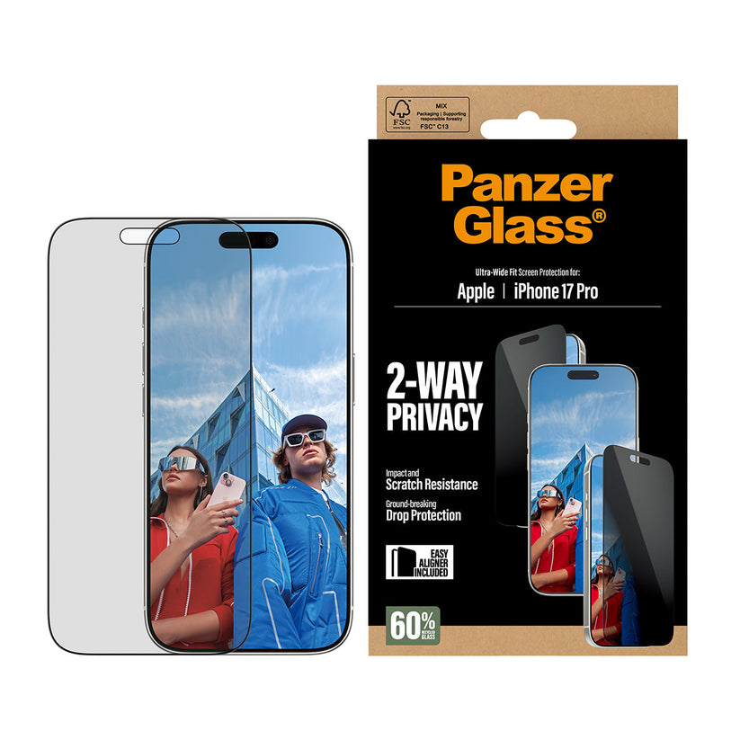 PanzerGlass 2-Way Privacy Screen Protector Ultra-Wide Fit - szkło prywatyzujące do iPhone 17 Pro