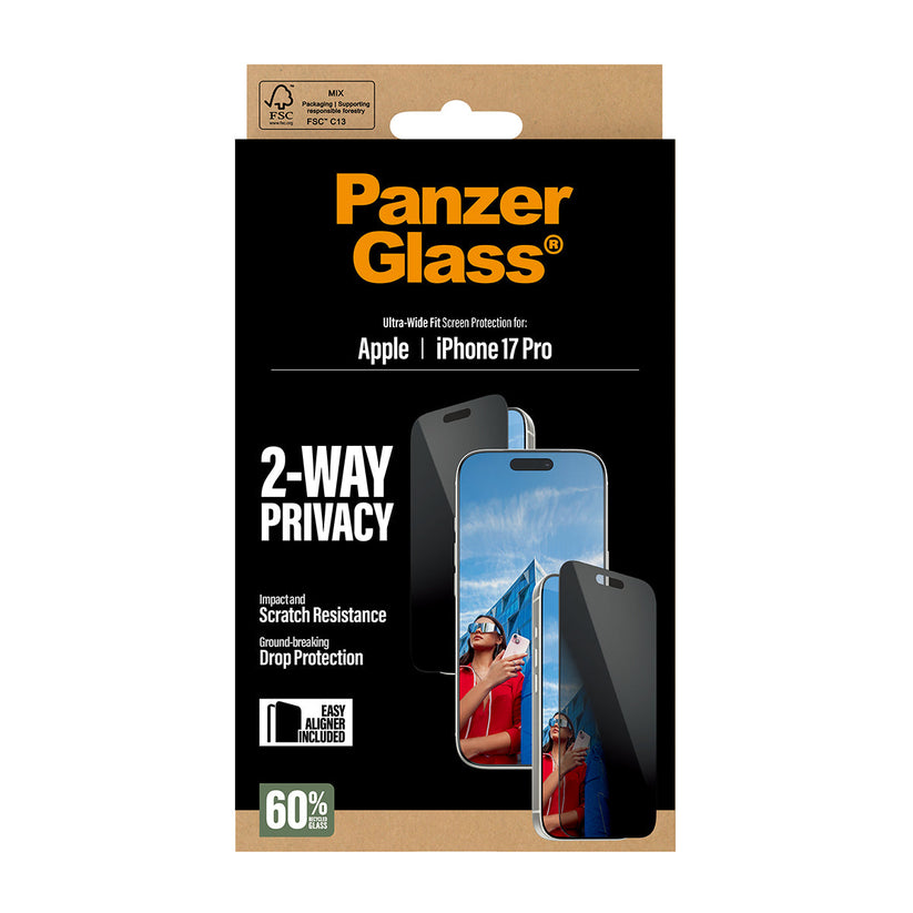 PanzerGlass 2-Way Privacy Screen Protector Ultra-Wide Fit - szkło prywatyzujące do iPhone 17 Pro